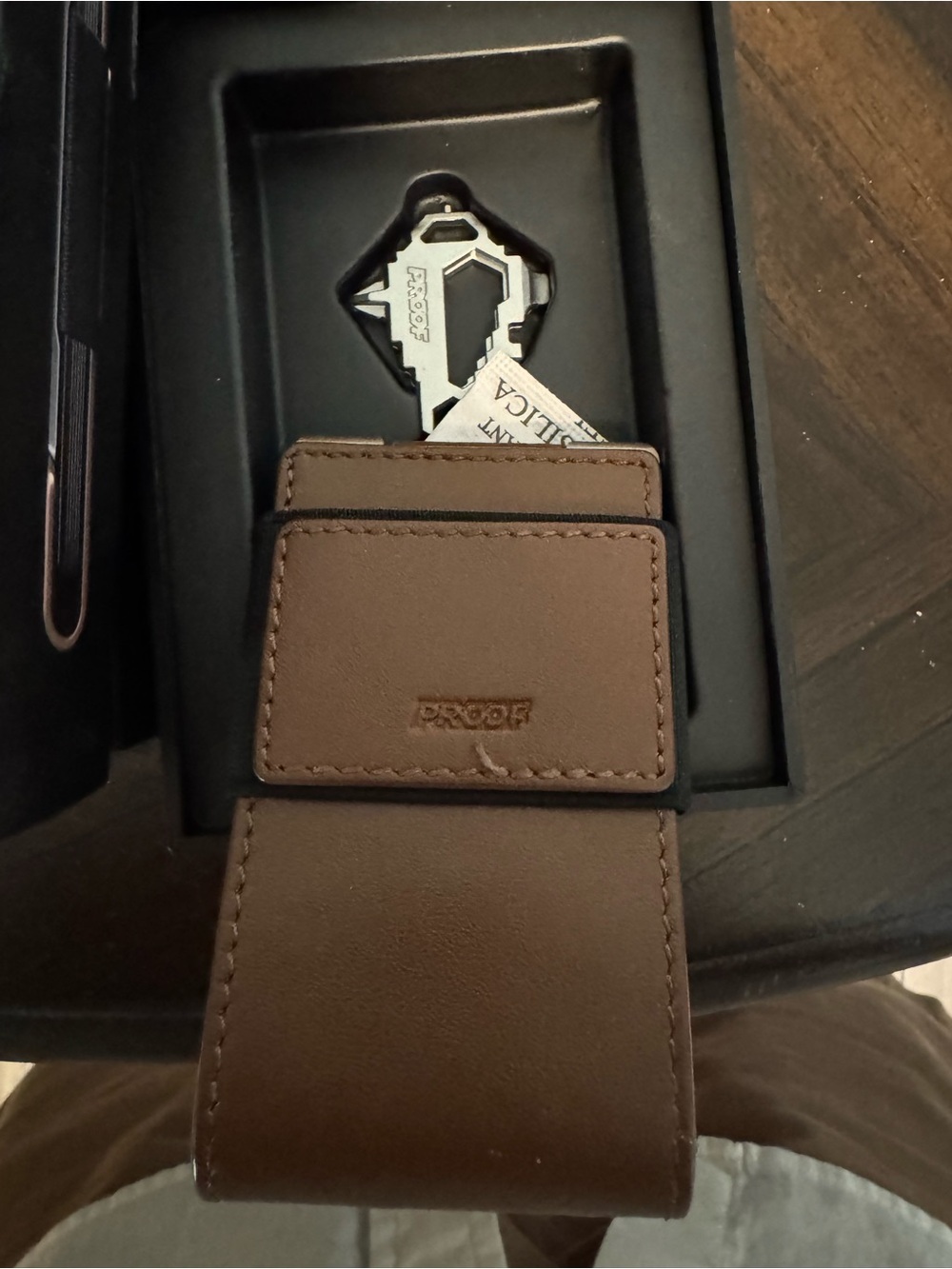 PROOF The Legacy Wallet - Satin Gunmetal with Burnished Oak Leather - Picture 4 of 5